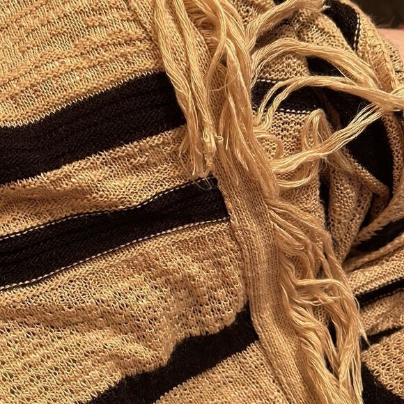 Maurices crochet lightweight open knit cardigan sweater fringe striped medium - Picture 11 of 11